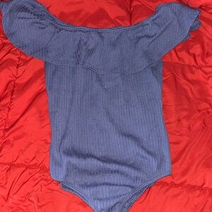 Kendall & Kylie Off-Shoulder Blue Bodysuit